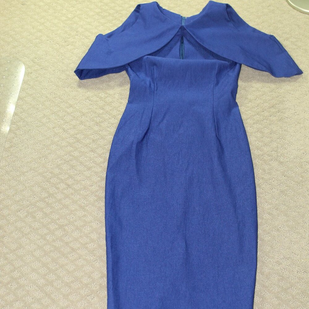 Vintage 90s Anthropologie Vesper Size 6 Royal Blue Stretch Dress